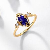 Gold-Plated Blue Sapphire Geometric Ring