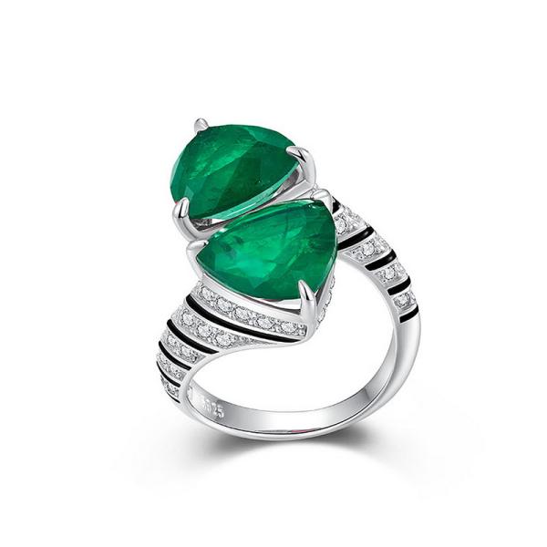 Sterling Silver Emerald Statement Ring