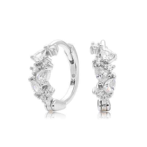 925 Silver Cubic Zirconia Huggie Hoop Earrings