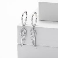 Silver Wing Dangle Hoop Earrings