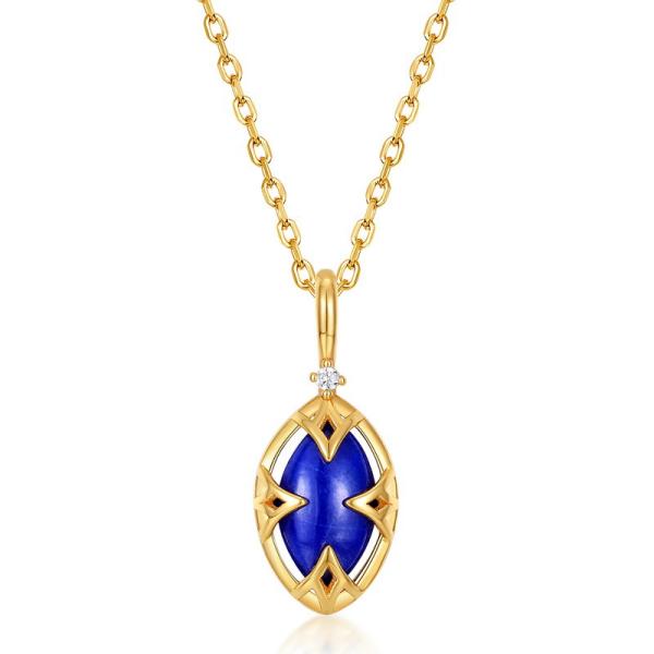 Gold Sapphire Pendant Necklace