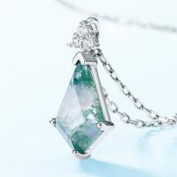 Green Stone Silver Pendant Necklace