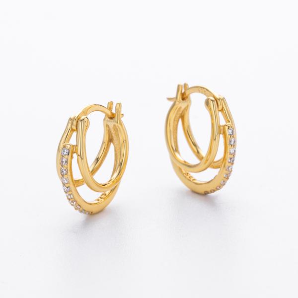 Gold Pavé Cubic Zirconia Small Hoop Earrings