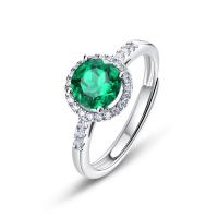 925 Silver Emerald Halo Ring