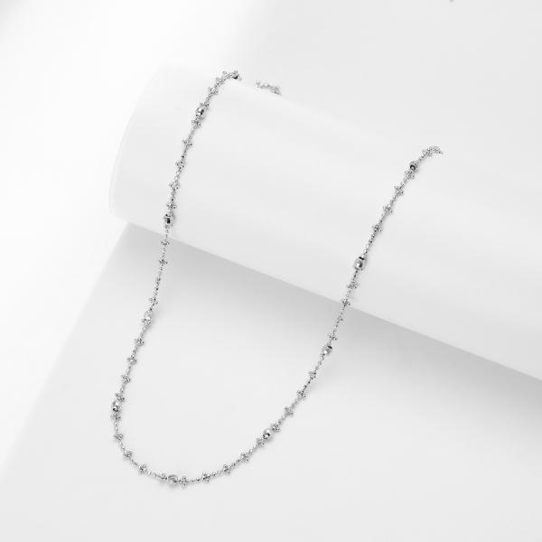 Silver Beaded Station Necklace