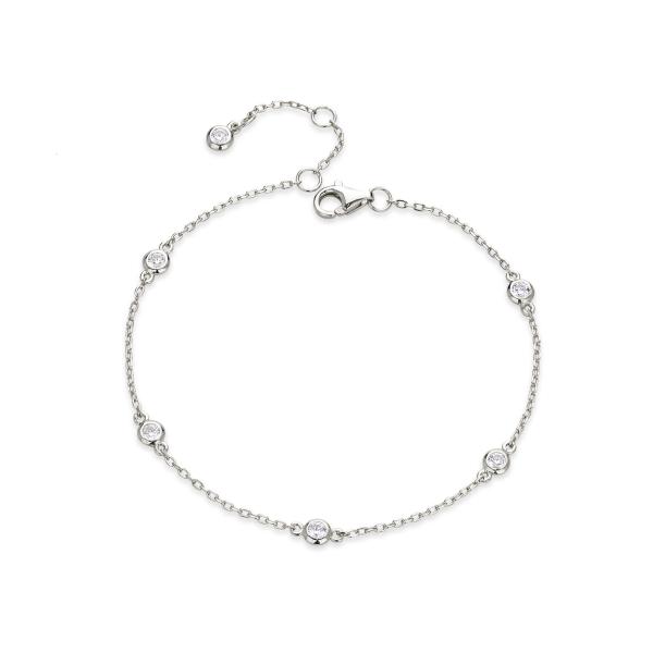 Silver Cubic Zirconia Chain Bracelet