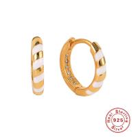 925 Silver Gold-Plated Enamel Huggie Earrings