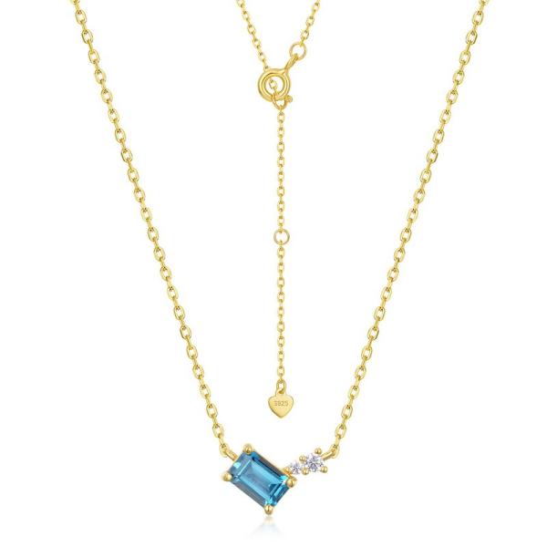Gold Layered Blue Stone Necklace