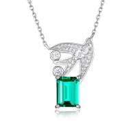 Sterling Silver Emerald-Cut Pendant Necklace