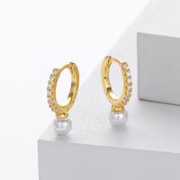 Gold Huggie Pearl Drop Earrings