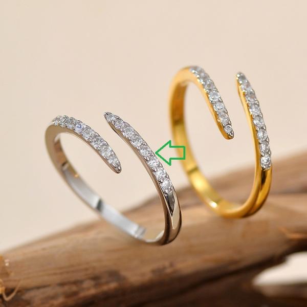 Two-Tone Open Band Ring with Cubic Zirconia