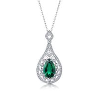 Emerald Silver Pendant Necklace