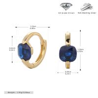 Gold Blue Cubic Zirconia Huggie Earrings
