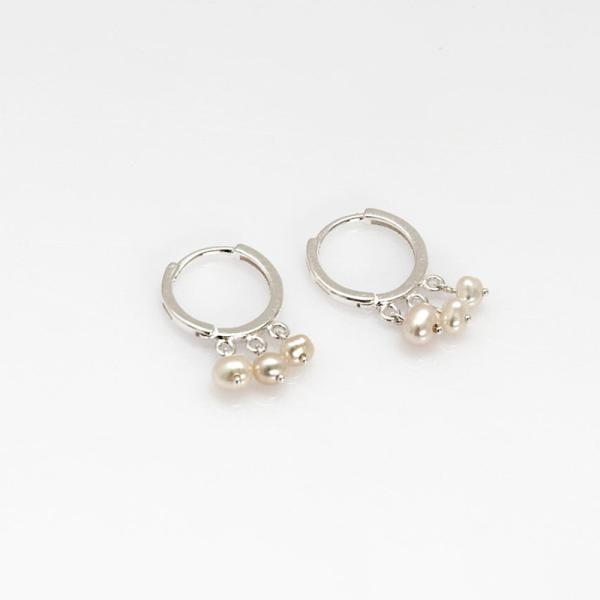 925 Silver Freshwater Pearl Huggie Earrings