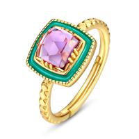Gold Amethyst Enamel Band Ring