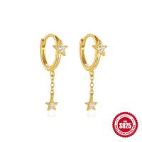 Gold-Plated Star Dangle Earrings with Cubic Zirconia