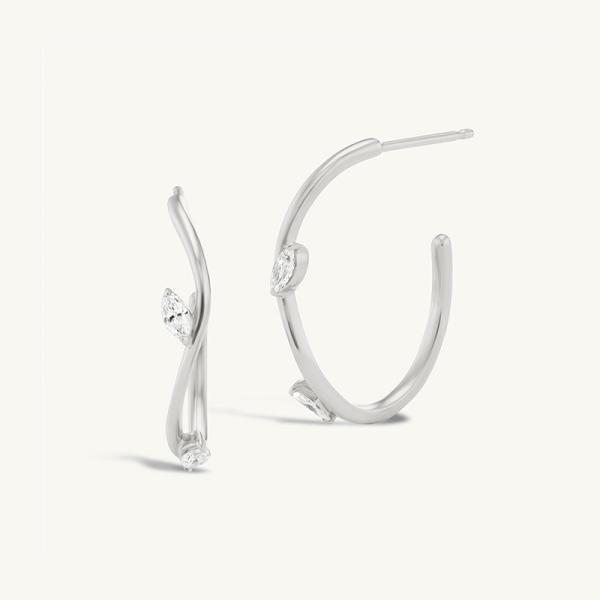 925 Silver Cubic Zirconia Hoop Earrings