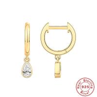 925 Silver Gold-Tone Teardrop Huggie Earrings
