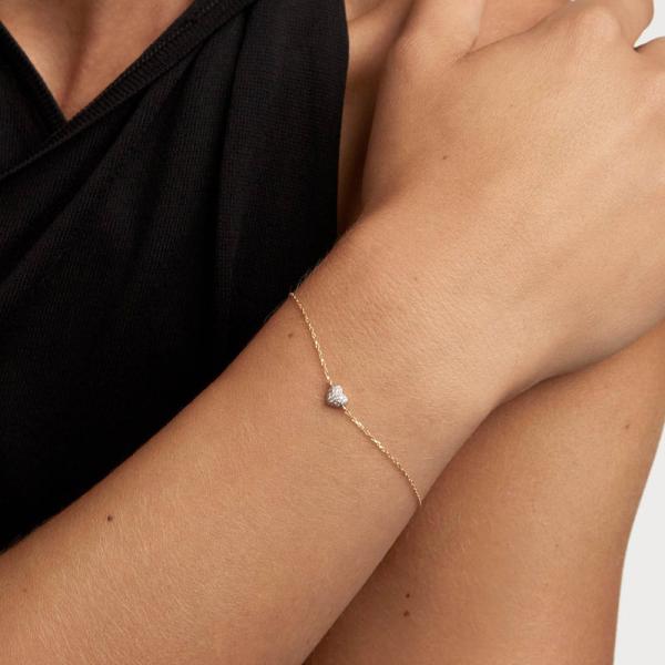 Gold Heart Charm Chain Bracelet