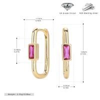 Gold Huggie Earrings with Pink Zircon