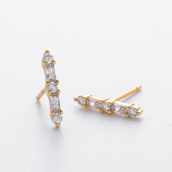 Gold Clear Cubic Zirconia Climber Earrings