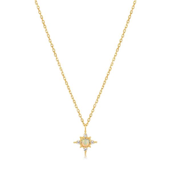 Gold Opal Celestial Pendant Necklace