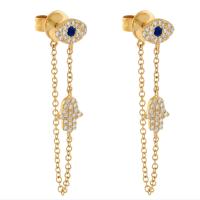 Gold Evil Eye Dangle Earrings