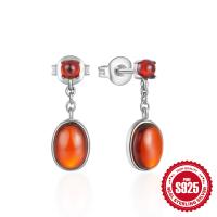 925 Silver Amber Drop Earrings