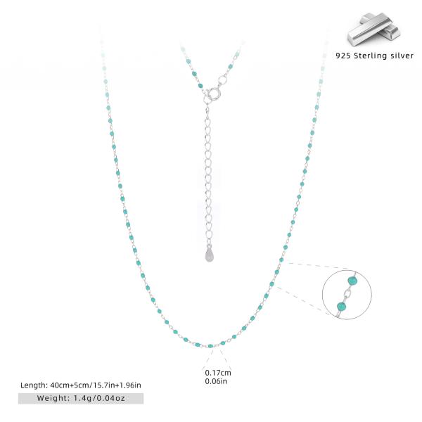 Green Beaded Silver Chain Necklace