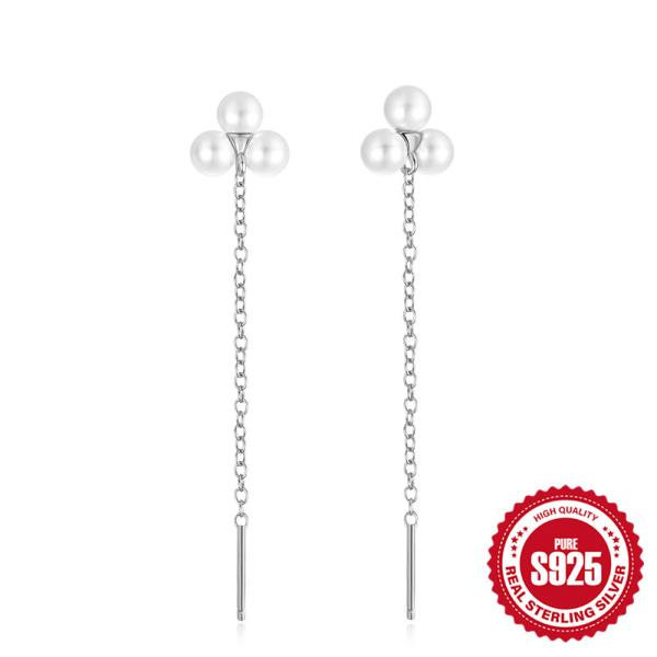 925 Silver Freshwater Pearl Threader Earrings
