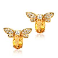 Citrine Bee Stud Earrings