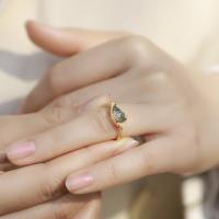 Gold Green Stone Solitaire Ring
