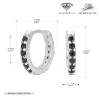 Silver Black Pavé Huggie Earrings