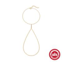 925 Silver Gold-Finish Teardrop Lariat Necklace