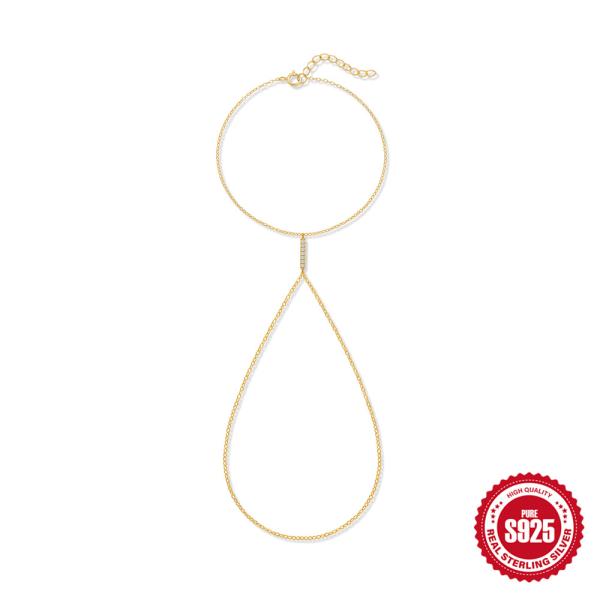 925 Silver Gold-Finish Teardrop Lariat Necklace