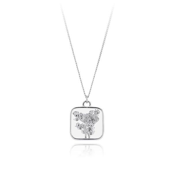 Silver Floral Pendant Necklace