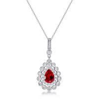 Ruby Halo Silver Pendant Necklace