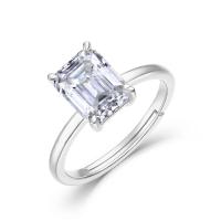 Silver Emerald-Cut Solitaire Ring