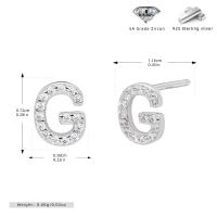Silver Letter 'G' Zirconia Stud Earrings
