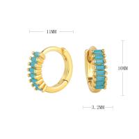 Gold Huggie Earrings with Turquoise Stones