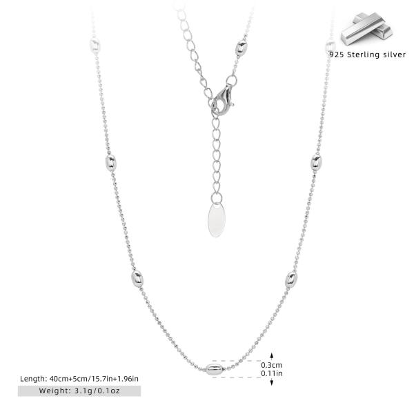 Silver Beaded Station Necklace