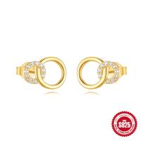 Gold-Plated Pavé Circle Stud Earrings