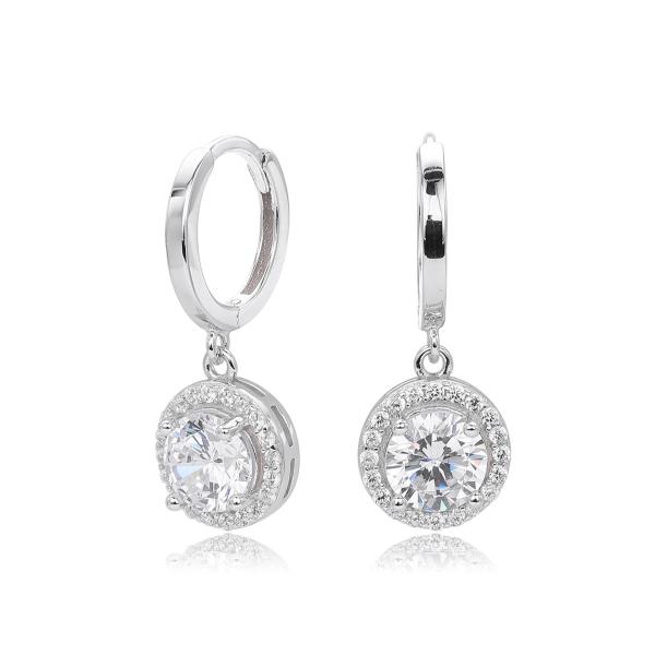 Silver Halo Dangle Earrings