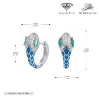 Silver Blue Enamel Snake Huggie Earrings