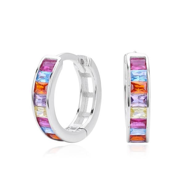 Multicolor Geometric Huggie Earrings