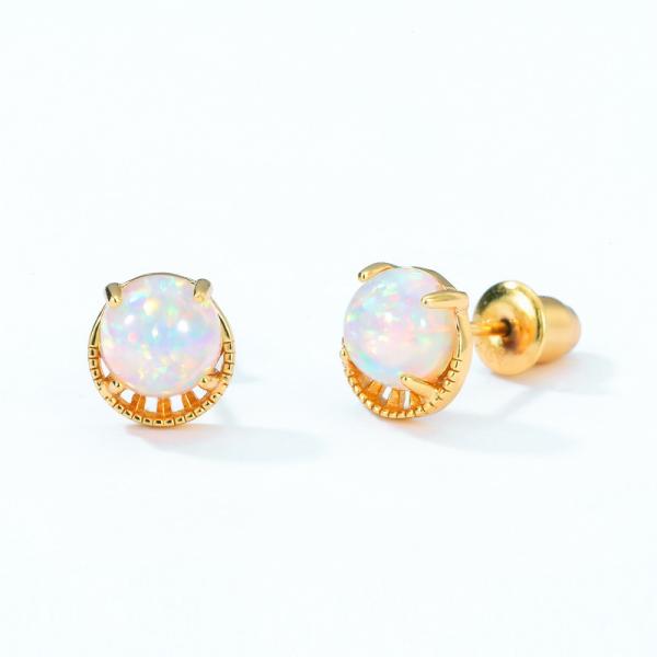 Opal Gold Prong Stud Earrings