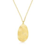 Gold Geometric Pendant Necklace with Diamonds