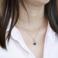 Silver Swan Emerald Pendant Necklace