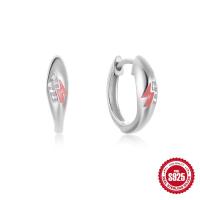 Sterling Silver Pink Enamel Huggie Earrings
