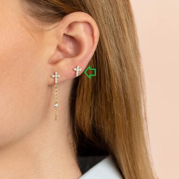Gold Cross Stud Earrings